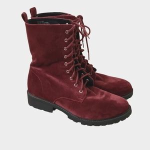 Forever 21 Velvet Combat Boots 6